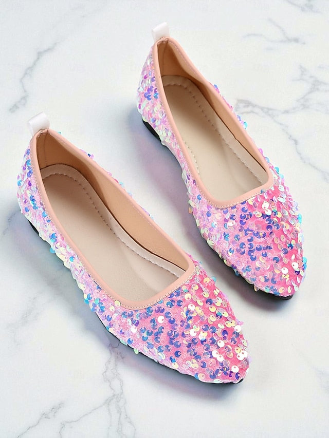 Flats Pointed Sparkly Toe Women's Black - Sequin Ballet