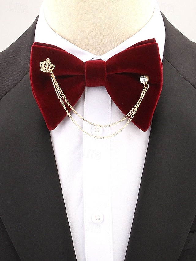 Detail Bow Crown Chain and with – Tie Men's Velvet