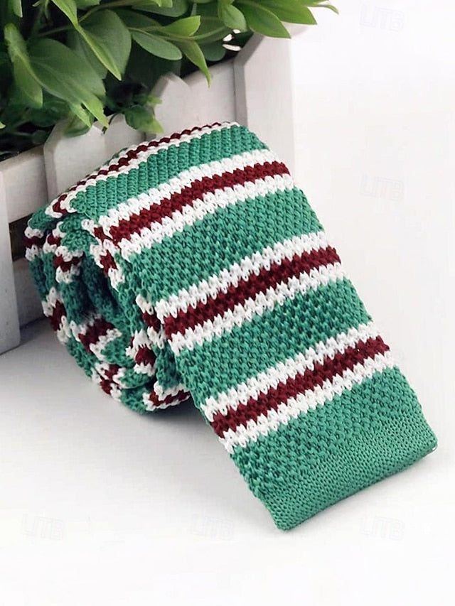 Men's Neck Stripe Woven Stylish Christmas Tie - Knit