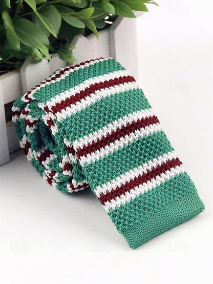 Men's Neck Stripe Woven Stylish Christmas Tie - Knit