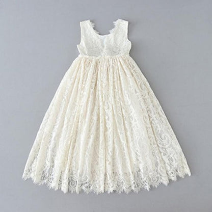 Sleeveless Wedding Girls' Dress Party Kids Colored Solid