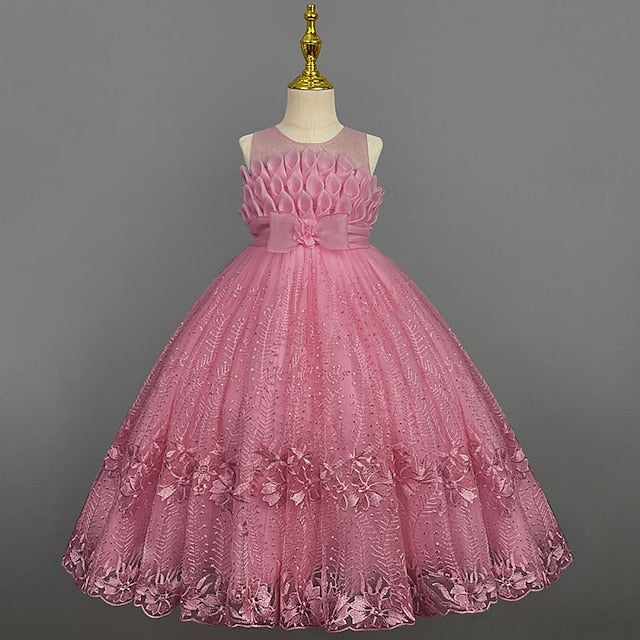 Kids Girl Solid Colored Dress Girls' Flower