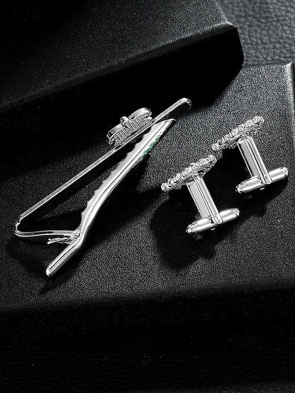 - Clip and Christmas Festive Tie Cufflinks Set Tree Men's