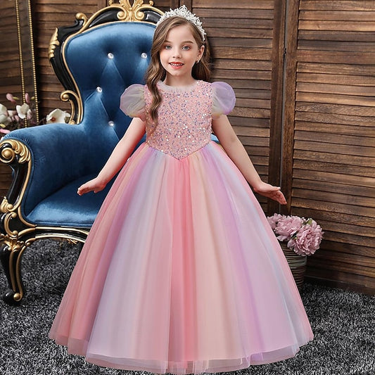 Flower Girl Kids Party Sequin Girls' Dress