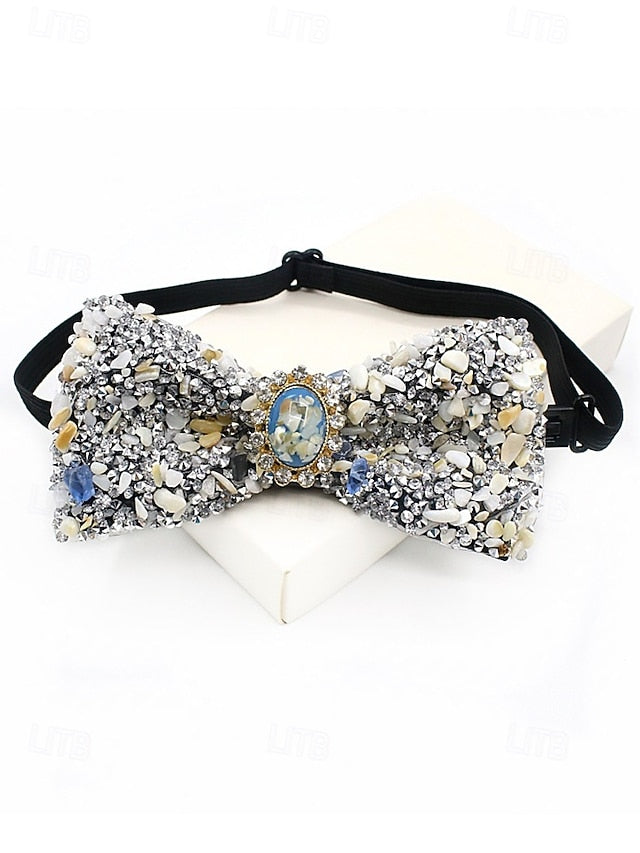 with Gemstone Strap Bow Men's Luxury Adjustable – Tie
