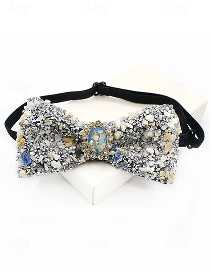 with Gemstone Strap Bow Men's Luxury Adjustable – Tie