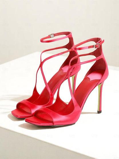 Satin Elegant Heels Crisscross - Stiletto Lavender Women's