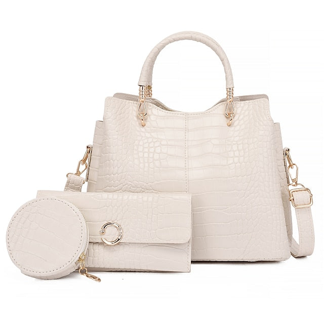 Set Leather Purse Going Bag PU Pcs Office 3 Women's out