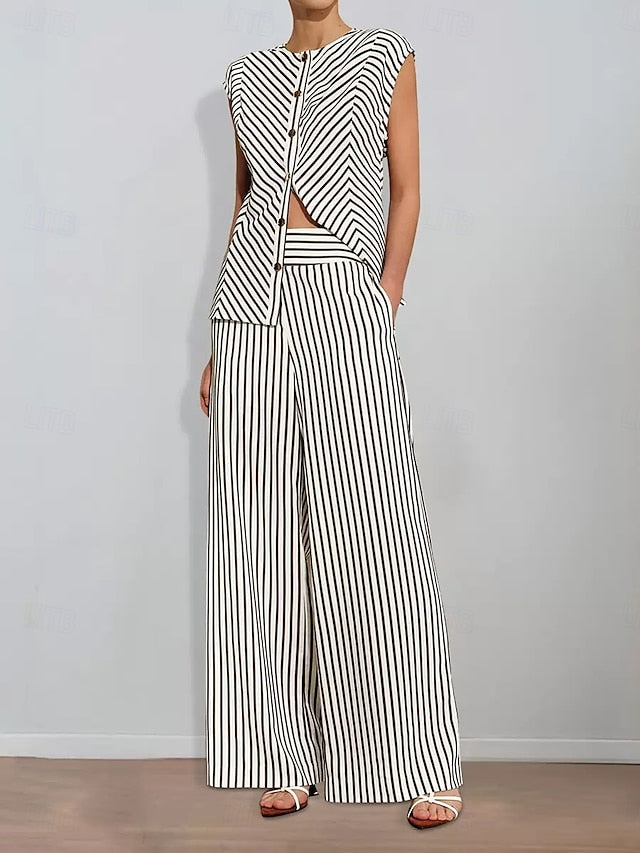 Pantsuit Print the Striped Two Bride Mother of Piece