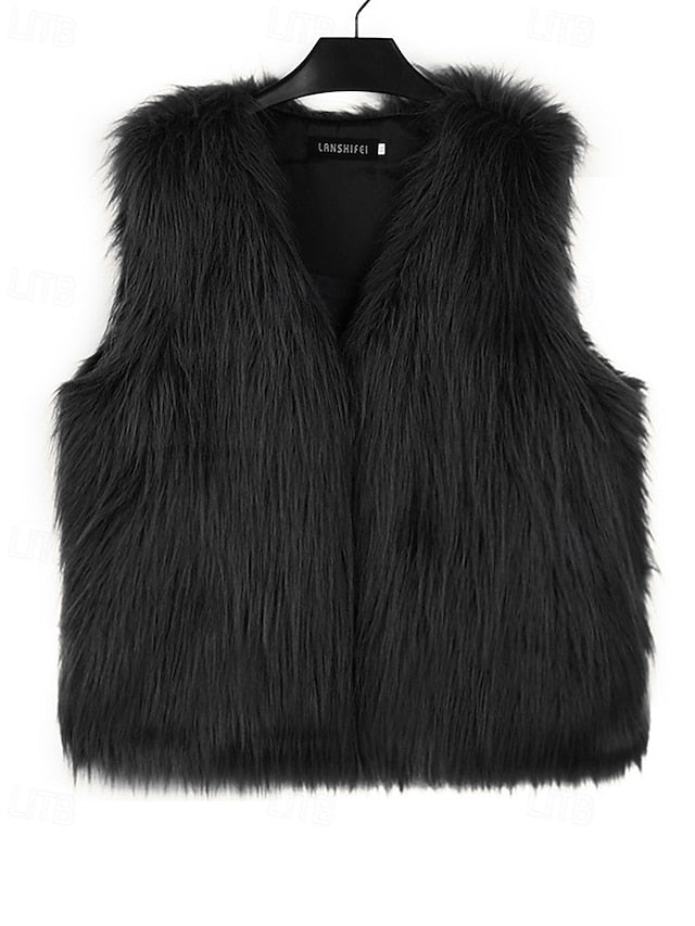 Leathers Faux Women's Fur Furs Coat Vest Comfortable