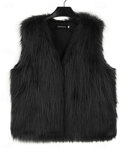 Leathers Faux Women's Fur Furs Coat Vest Comfortable