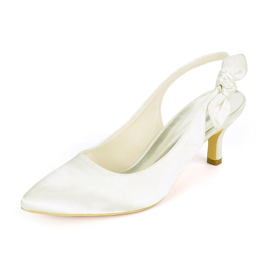 for - White Bow with Tie Heels Slingback Toe Women Pointed