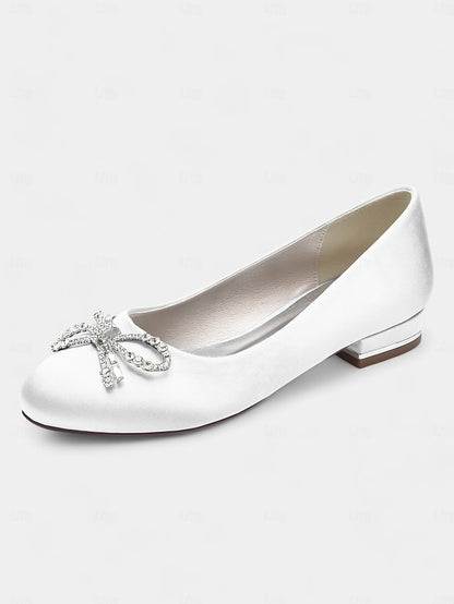 Women's Flats Rhinestone Embellished - Round-Toe Bow