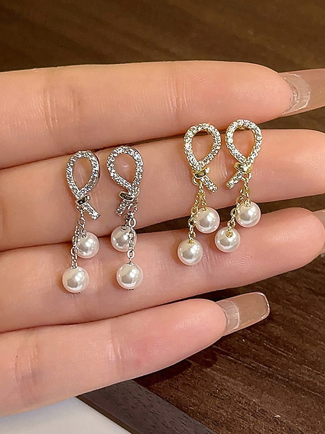 imitation rhinestone Women's teardrop pearl with earrings