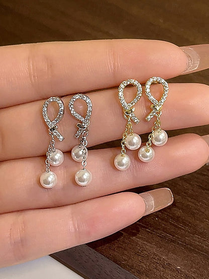 imitation rhinestone Women's teardrop pearl with earrings