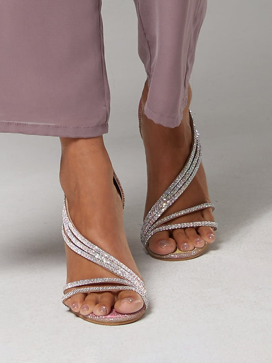 Women Heel for Sandals High Crystal Rhinestone – Strappy