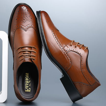 – Brown Shoes Leather Brogue Classic Faux Men's