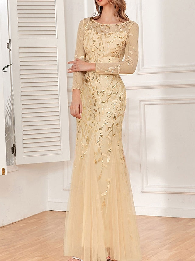 Dress Party Mother the Neck Floor Crew Bride of Elegant