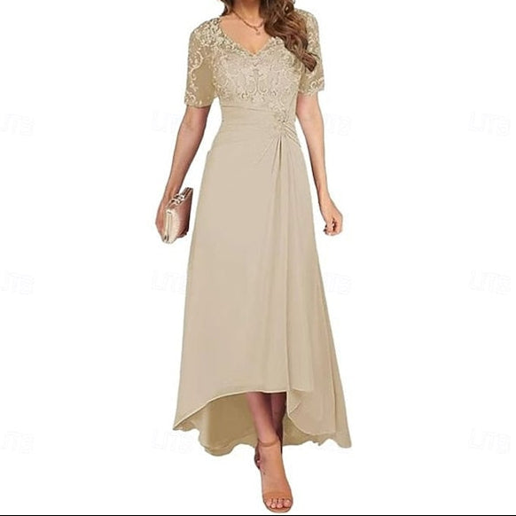 Simple the A-Line Mother Elegant V Neck Bride Dress of