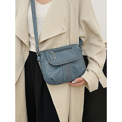 with Faux Bag Women's Leather Brown Crossbody Studded