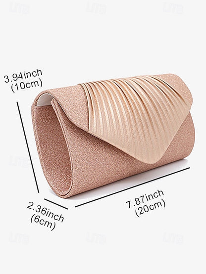 – Bag Pleated Glitter Clutch Champagne with Design Evening