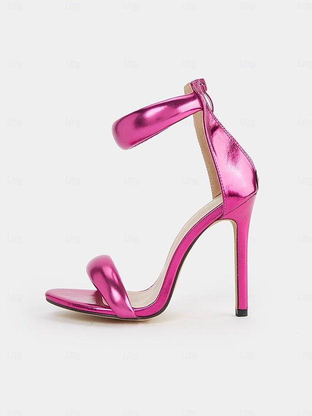 for Women Strap Ankle Fuchsia - Stiletto Heels Metallic