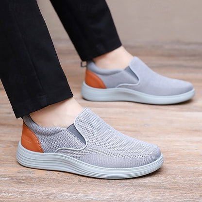 – Sneakers Breathable Navy Men's Knit Stretch Slip-On