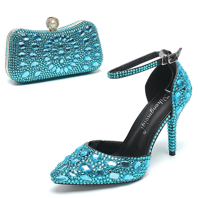 High Rhinestone Shoes Heel Multicolor Wedding Women's with