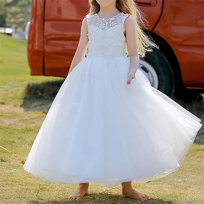 Girl Dress Girls' Color Party Flower Solid Kids