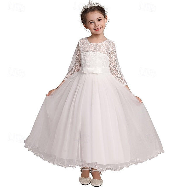 Kids Flower Girl Sleeve Dress Girls' Wedding Half