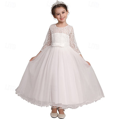 Kids Flower Girl Sleeve Dress Girls' Wedding Half