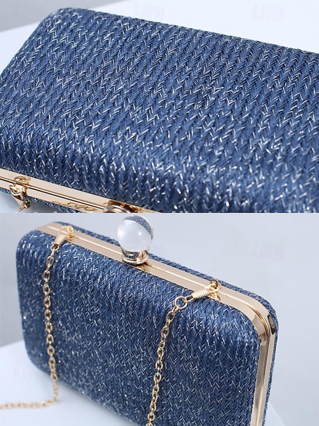 Purse - with Elegant Stylish Straw Clasp Pearl Clutch