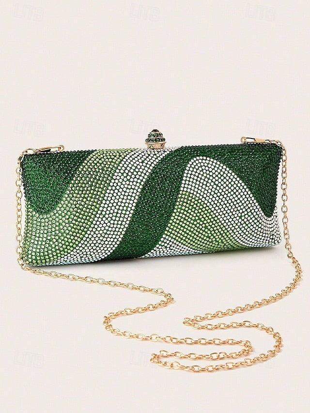 Evening Crystal Strap Chain with Bag Clutch Women's