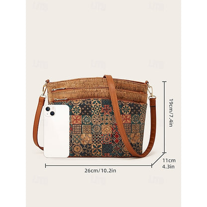Geometric Patterns Vintage Boho Crossbody with - Lightweight Bag