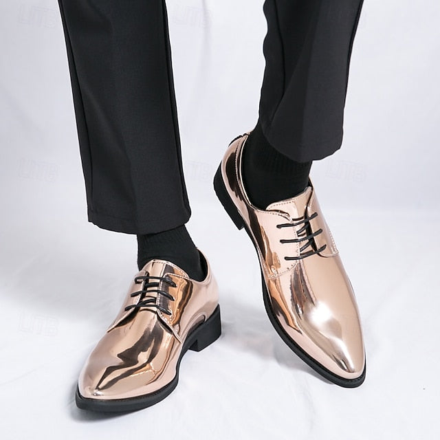 Patent Formal Green – for Men Lace-Up Shoes Leather Glossy