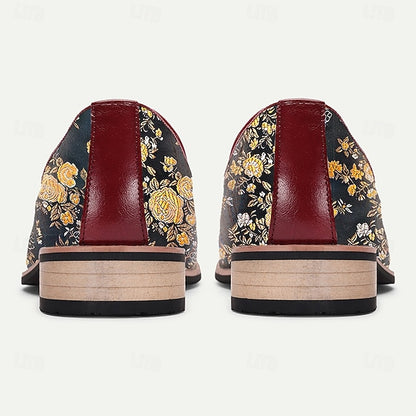 with Jacquard Loafers Floral Pattern Tassels for Men's