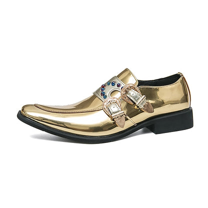 Shoes Men's Metallic Loafers Buckle Fashion Pink