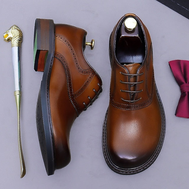 First Genuine Leather Shoes- Layer Men's Oxford