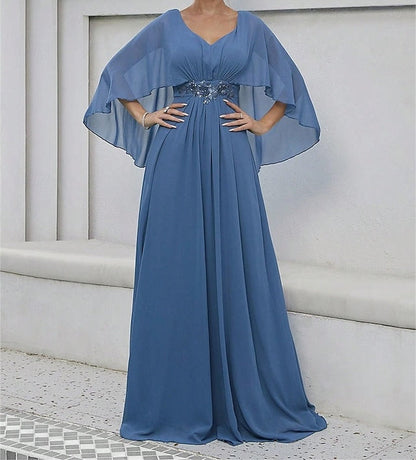 of Neck the Party Dress V Bride Mother Elegant Floor