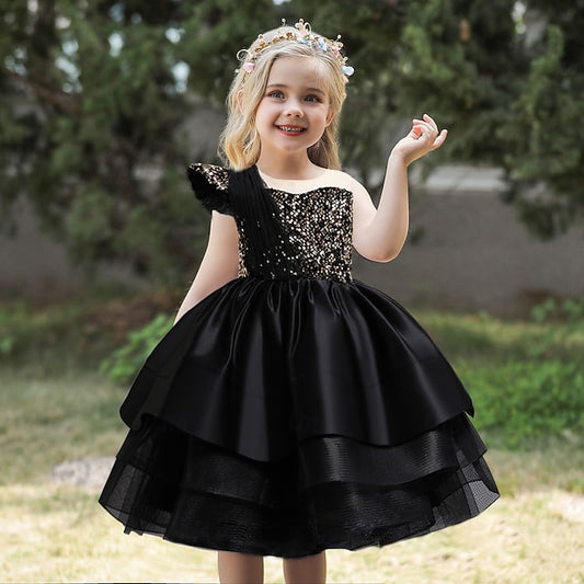 Party Wedding Kids Girls' Sequin Dress Sleeveless