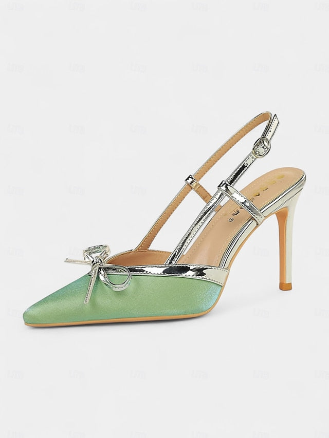 - Slingback Heels Pointed Red and Stiletto Green Women's