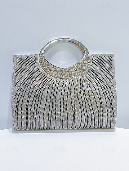 Women's Clutch Round Bag – Handle Rhinestone Evening with