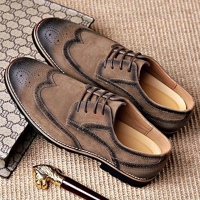 Shoes – Lace-Up Derby Brogue Men's Brown Vintage