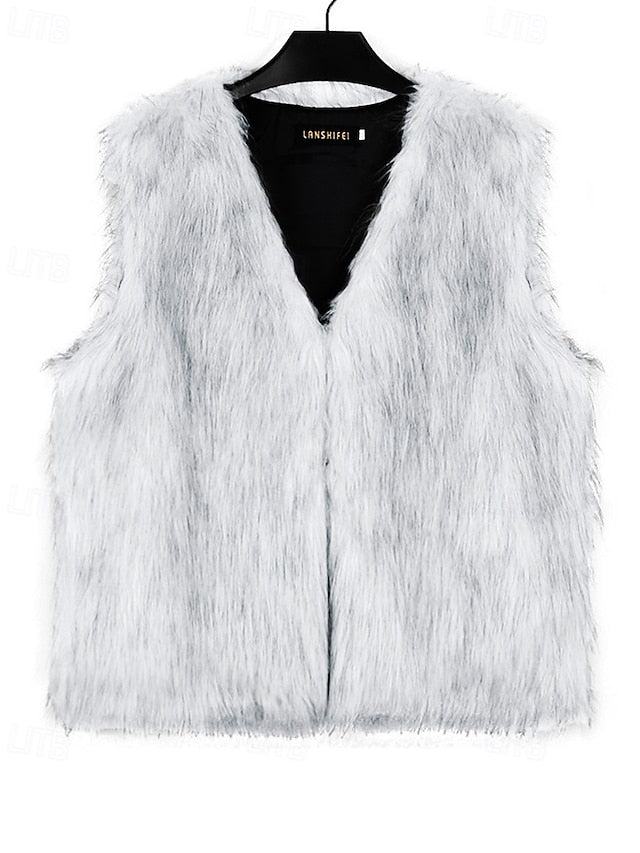 Leathers Faux Women's Fur Furs Coat Vest Comfortable