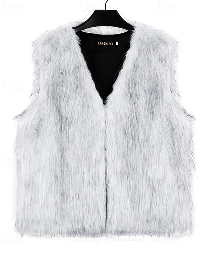 Leathers Faux Women's Fur Furs Coat Vest Comfortable