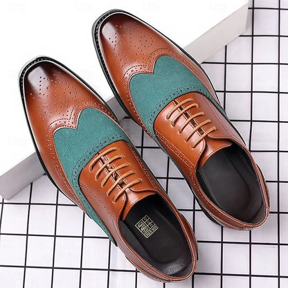 Shoes Men's and Brown – Green Wingtip Two-Tone in Oxford