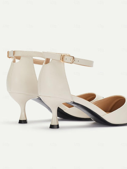 Women's Kitten Heel Stylish Ankle Two-Tone Toe Pointed