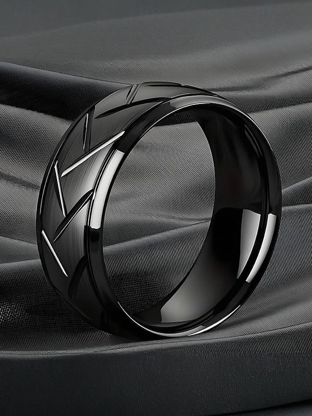 Rings Pattern Men's – Stainless Geometric Modern Steel