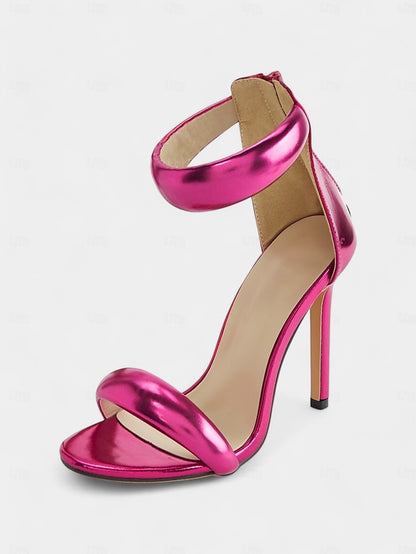 for Women Strap Ankle Fuchsia - Stiletto Heels Metallic