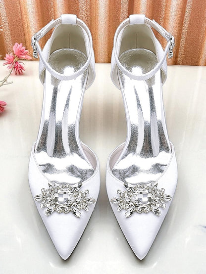 Satin Women's Shoes with Heel Burgundy Block Wedding